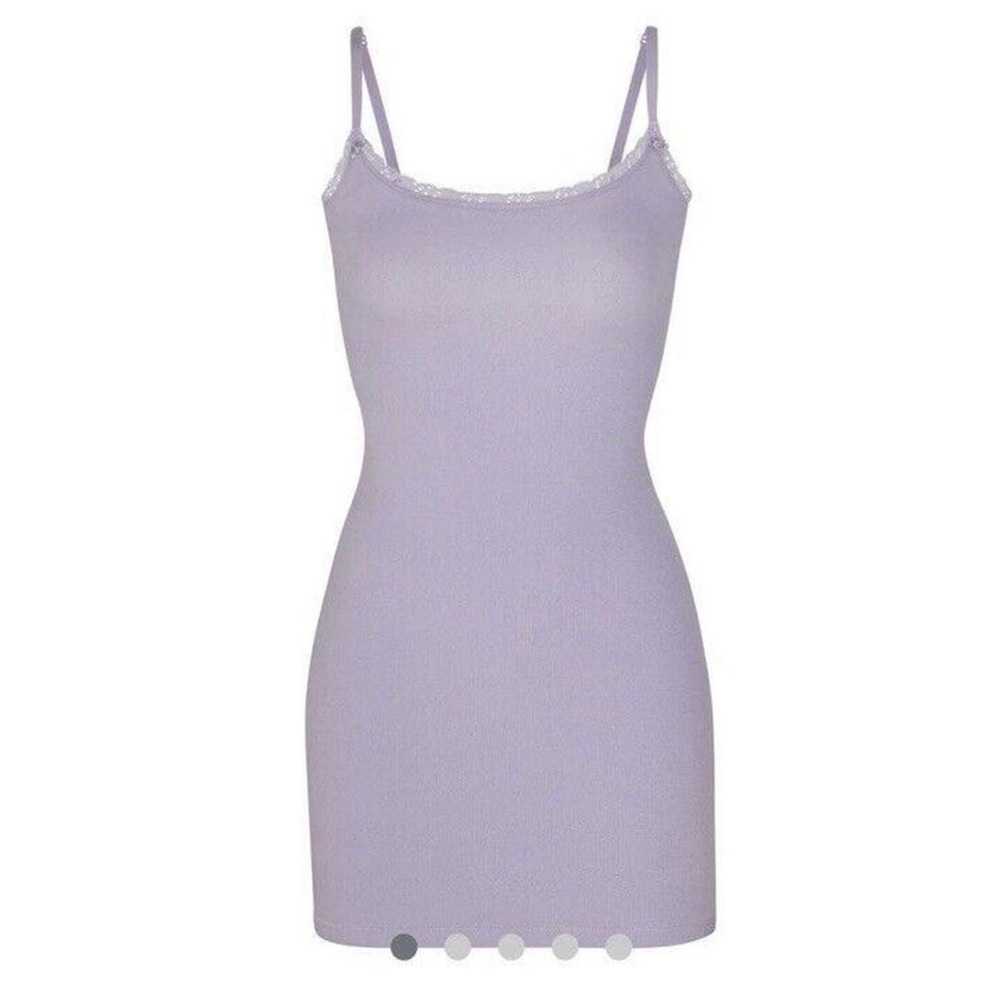 Skims Pointelle Lavender Cotton Slip Dress Size M Never Worn